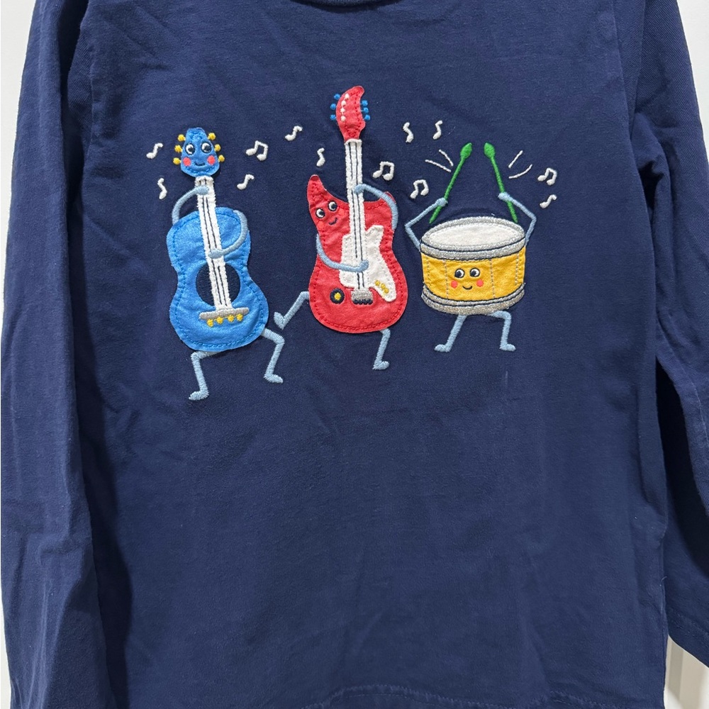 Mini Boden Navy Blue Shirt with Musical Characters